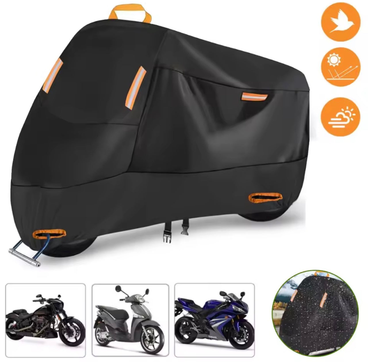 Universele Waterdichte Motorhoes / Scooterhoes – Outdoor & Indoor – Met Reflecterende Strips en Opbergtas
