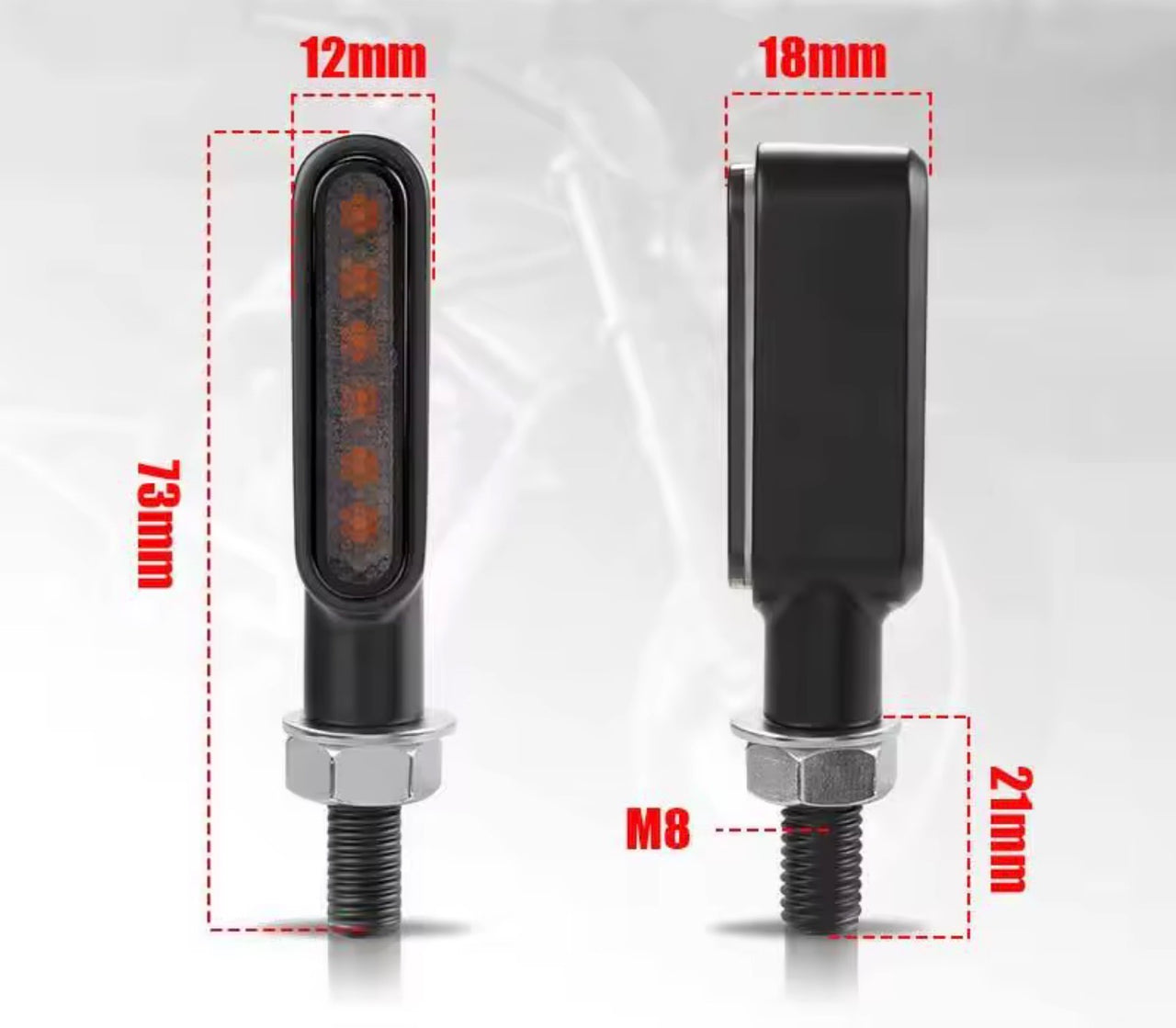 Mini LED Knipperlichten Motor – Set van 2 – Amber Licht – Sequentiële Richtingaanwijzers