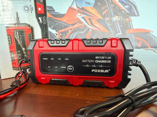 FOXSUR Automatische Acculader 6V / 12V – 1.5A Druppellader voor Motor, Scooter en Loodzuur Accu’s